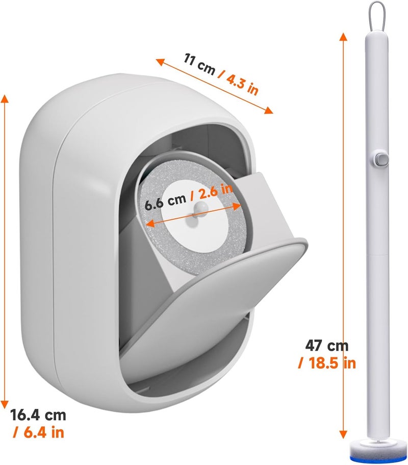 CTIME Disposable Toilet Brush and Holder Set with 18 Bowl Wand Cleaners Refill Pads, Bathroom Wall Mounted Toilet Bowl Cleaners Kit. - Image 5